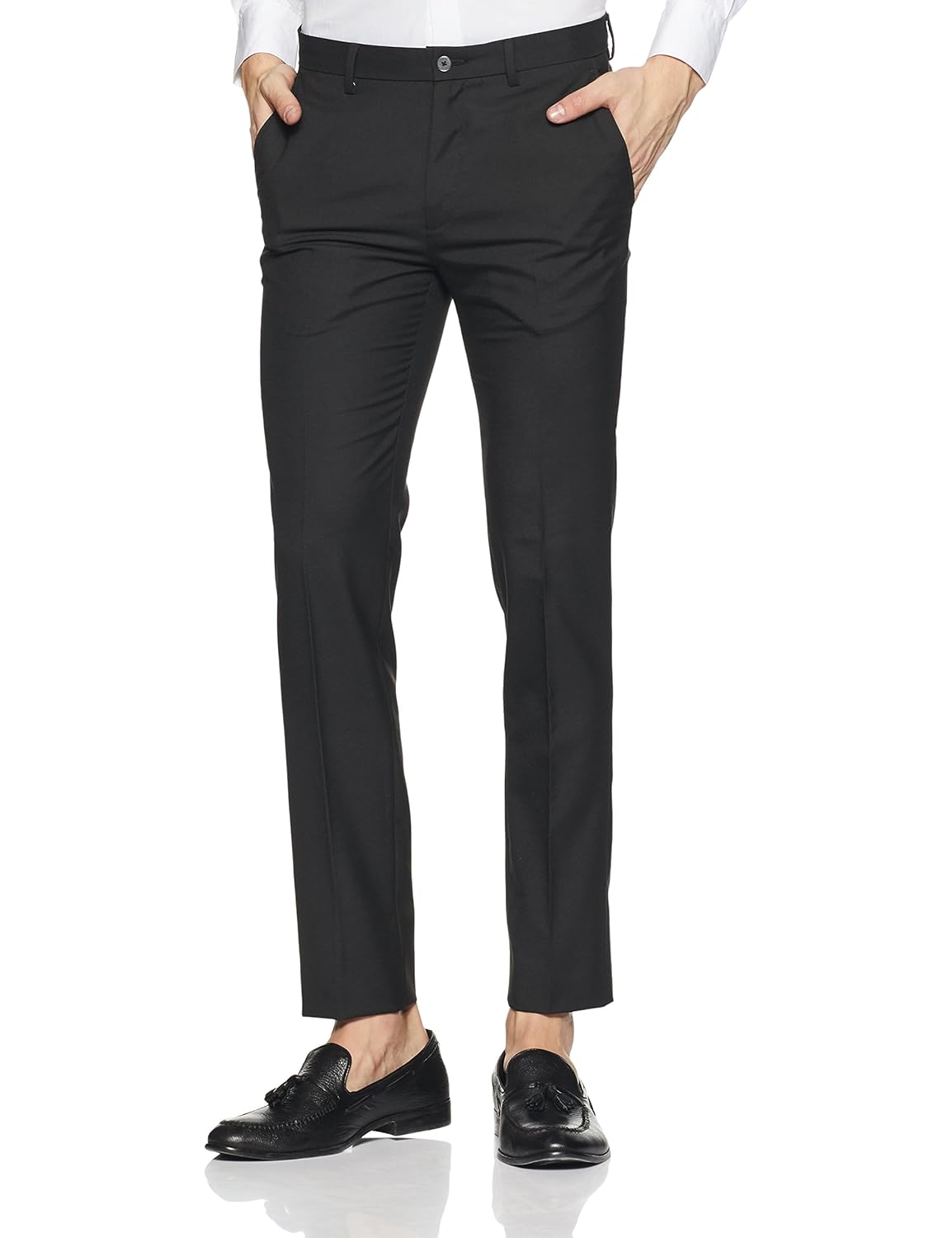 arrow new york men's pleat-front poly viscose formal trousers