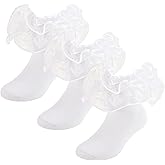 MKYSZLT Girls Ruffle Socks Toddler Girl Lace Frilly Dress Socks Cute Church Pageant Sock with Big Ruffles for Baby Little Kid
