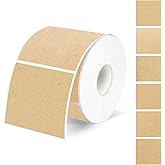 Yeachlaing 2"x2" Square Thermal Label Stickers, Self-Adhesive Waterproof Sticker for Logo Design, Multipurpose Direct Thermal Labels, 500 Sheets/1 Roll,Imitation Kraft Paper Color