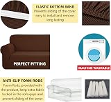 SAMSTEX 2 Seater Sofa Cover 1-Piece Stretch Jacquard Knit Brown view 5