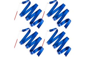HiUnicorn 4PCS Navy Blue Dance Ribbons Party Favors for Kids Graduation Gymnastics Birthday Party Decoration, Kids Circus Carnival Ribbon Dancer Wands, Twirling Ribbon Streamers