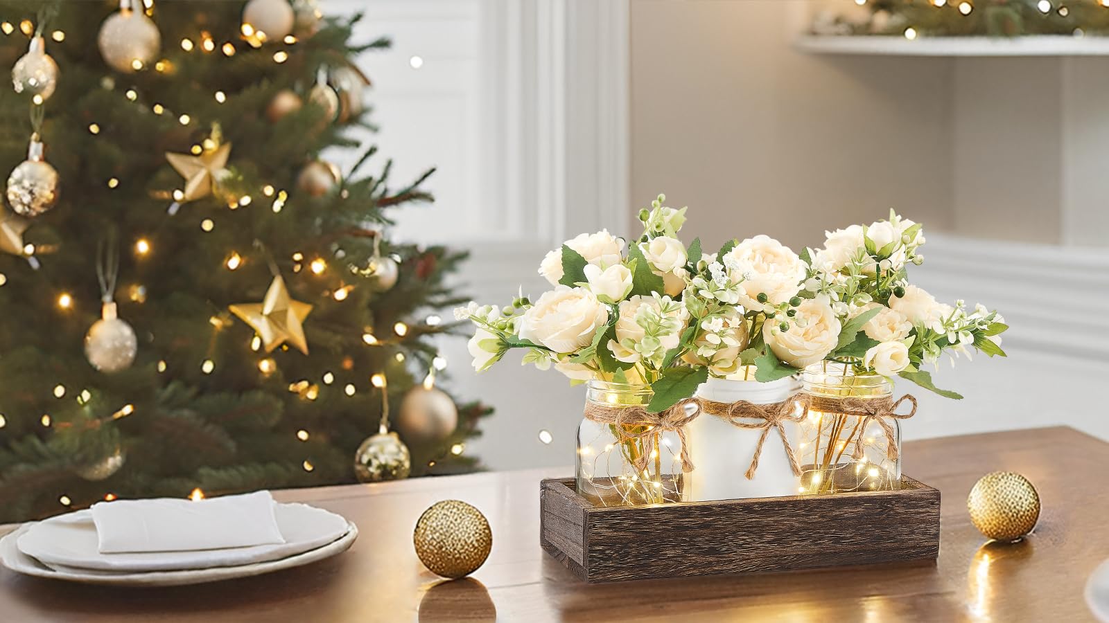 Mason Jar Lights Centerpiece