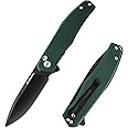 FLISSA Pocket Knife for Men, 4.5" Folding Knife with G10 Handle, D2 Steel Blade, Pocket Clip, Button Lock and Assisted One-Handed Flipper, Pocket Knives & Folding Knives Gift for Men Stocking Stuffer