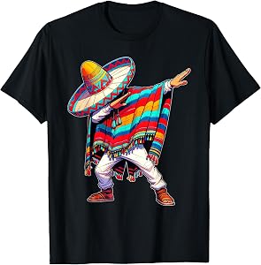 Dabbing Mexican Poncho Cinco de Mayo Men Sombrero Funny Dab T-Shirt