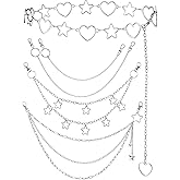 Jadive 5 Pieces Chain Belt Jeans Pants Pocket Waist Multi-Layer Hip Hop Metal Wallet Chain for Men Women