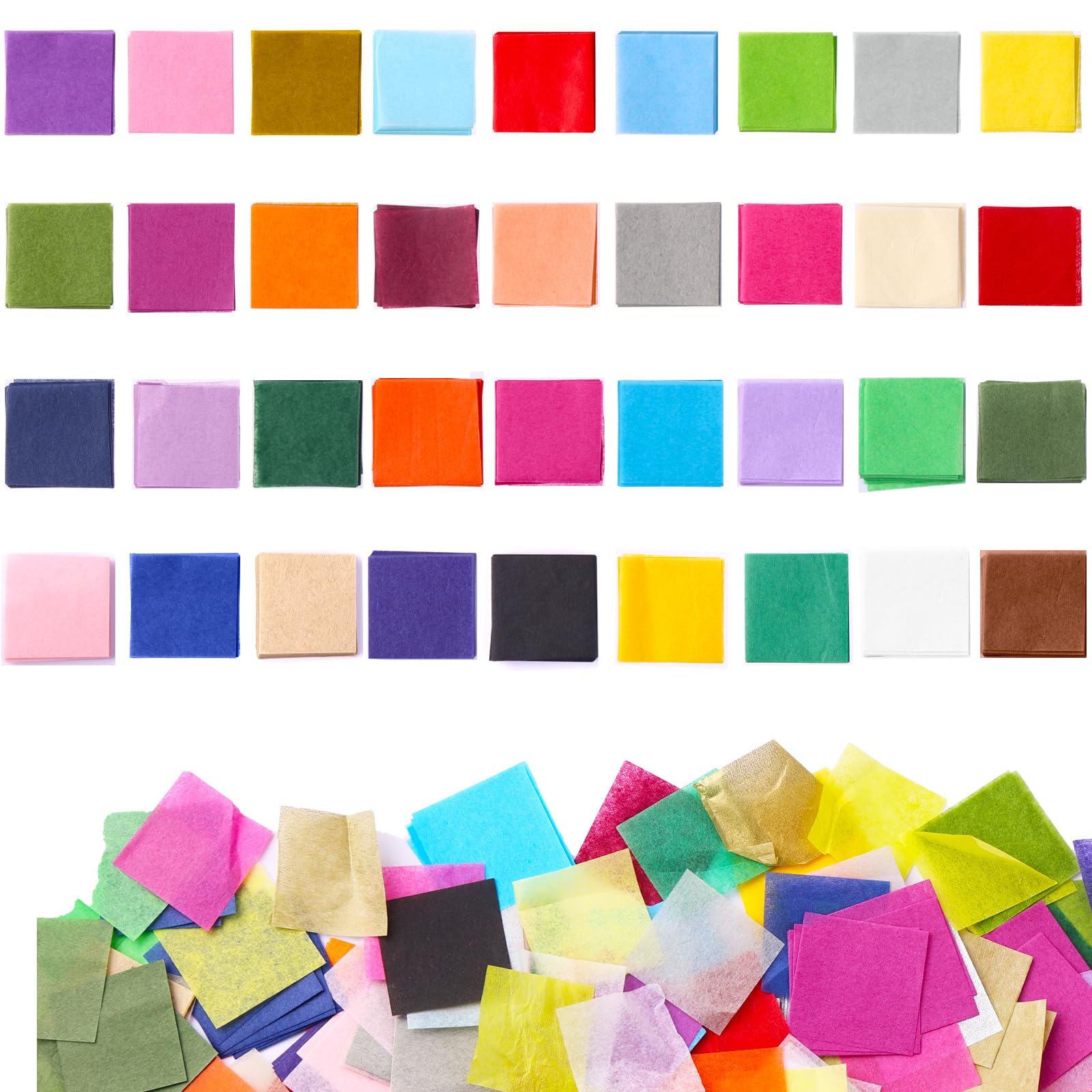 5400 Pcs 1 Inch Tissue Paper Squares, 36 Assorted Colored Tissue Paper for Crafts, Multicolor Tissue Paper Bulk for Art Project, Scrapbooking, Scrunch Art, Party Festival Tissue