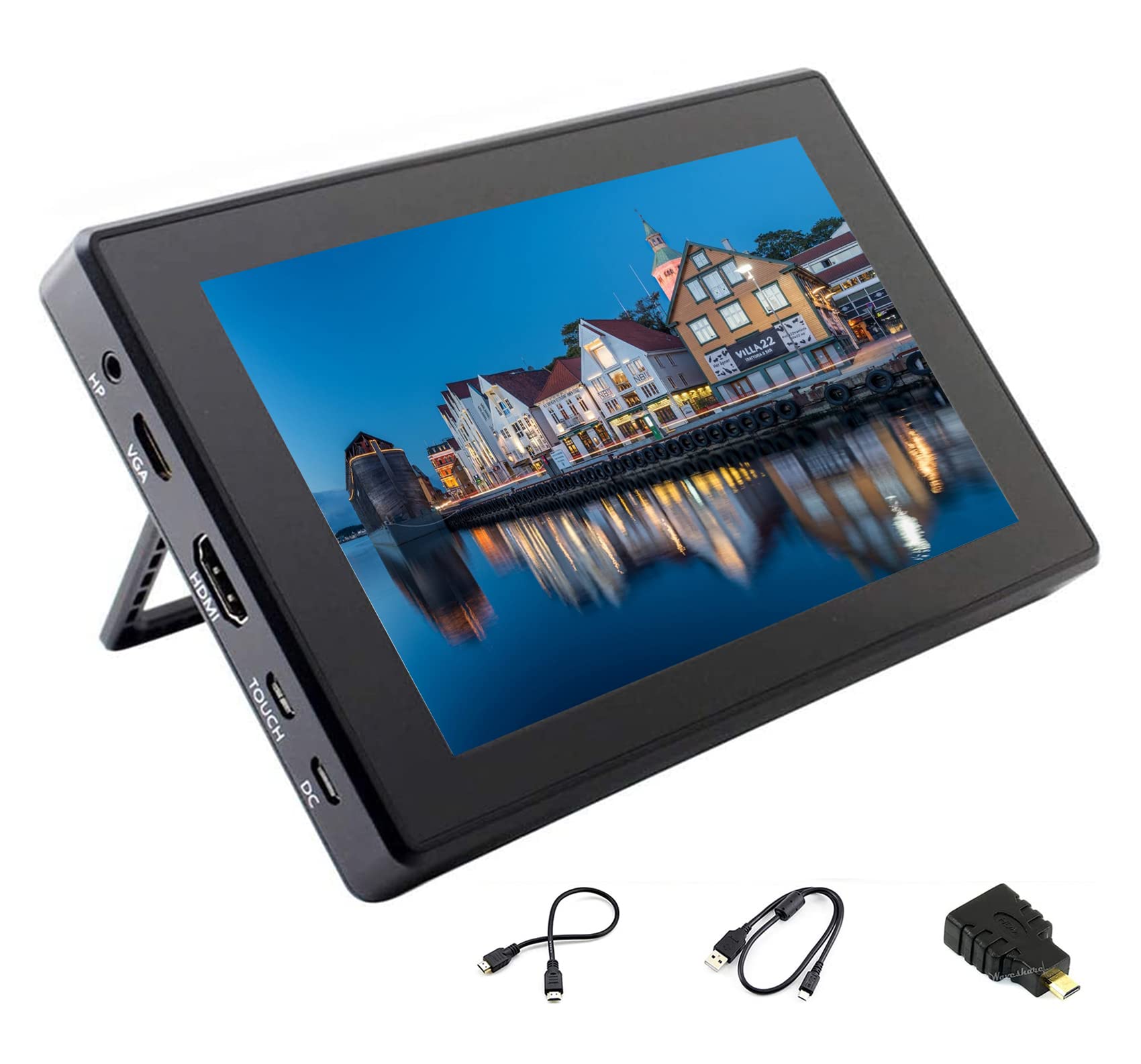 ingcool 7inch HDMI LCD with Case for Raspberry Pi Capacitive Touchscreen 1024×600 IPS Display Screen Monitor Compatible with Raspberry Pi 4B/3B+/3B/Zero/Jetson Nano Support Windows 10/8.1/8/7