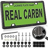 Hibrongo Real Carbon Fiber License Plate Frame 100% Pure Carbon Fiber Frame Black License Plate Holder Cover Universal Car Tag Frame for Men/Women Gift - 1 Pack 4 Hole