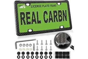 HIBRONGO Real Carbon Fiber License Plate Frame 100% Pure Carbon Fiber Frame Black License Plate Holder Cover Universal Car Tag Frame for Men/Women Gift - 1 Pack 4 Hole