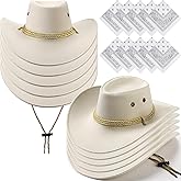 Coume 10 Set Cowboy Hat and Bandana for Women Men 10 Felt Cowgirl Cowboy Hat Bulk 10 Western Bandanas for Adult Costume Party
