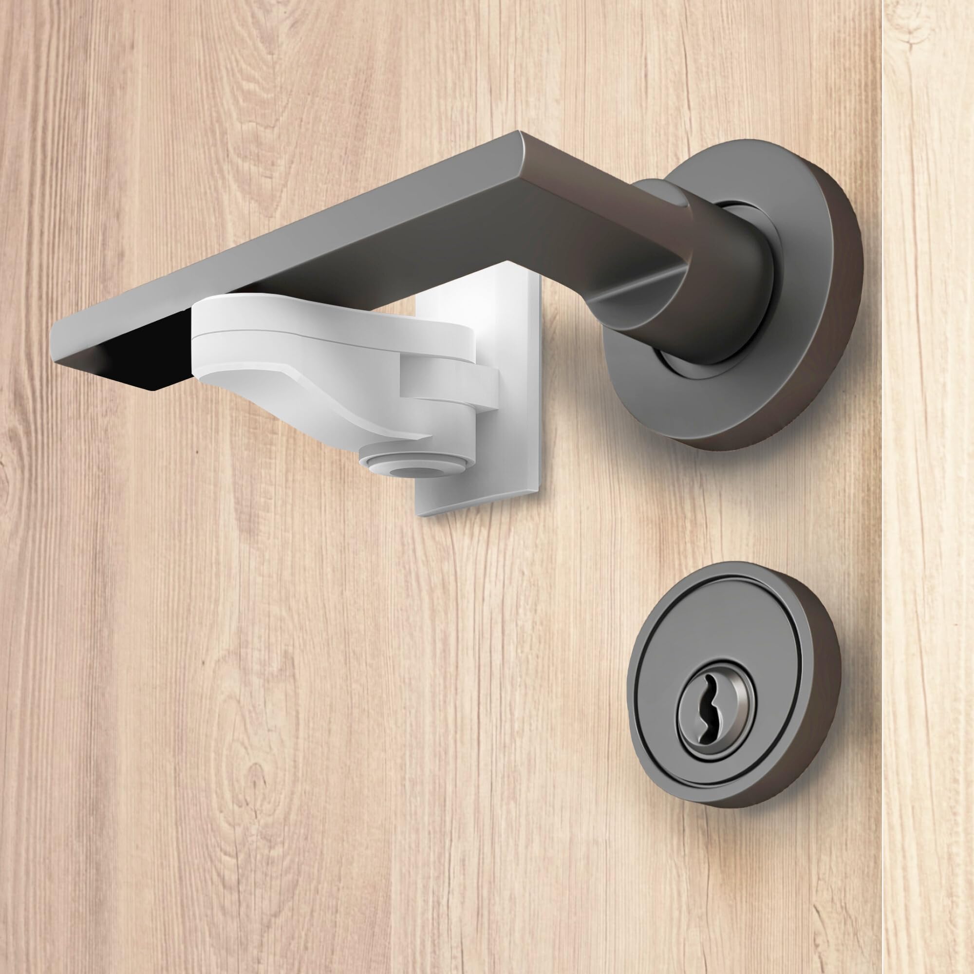 Moonybaby 4 Pack Lightweight Door Lever Safety Lock, Door Locks for Children, Child Door Handle Lock, Baby Proofing Door Lever Lock Without Drilling, No Tools (White)