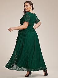 Ever-Pretty Plus Women's V Neck Ruffles Sleeves