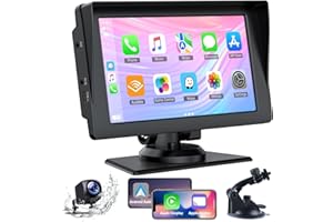 2023 Newest 7 Inch Wireless Apple Car Play, Android Auto, Apple Airplay with Backup Camera, Portable Car Stereo Radio with Bl