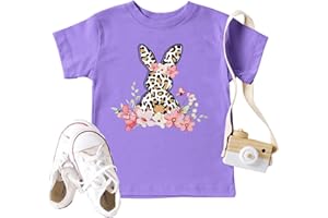 LAZYCHILD Toddler Boys Girls Easter Shirts Kids Baby Bunny T-Shirt Cute Leopard Bunnies Shirt Easter Toddler Graphic Tee