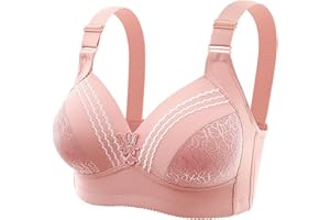 YRAETENM Bras for Women Front Closure Wireless Bras Plus Size Soft Support Push up Bras Daily Comfort Stretchy T-Shirt Bra