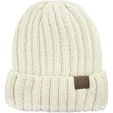 C.C Unisex Chenille Soft Warm Stretchy Thick Cuffed Knit Beanie Cap Hat