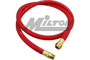 Milton 2780-6LH Air Leader Hose, 1/2" x 6 ft. Rubber Hose - 1/2" NPT Brass Ends - 300 Max PSI