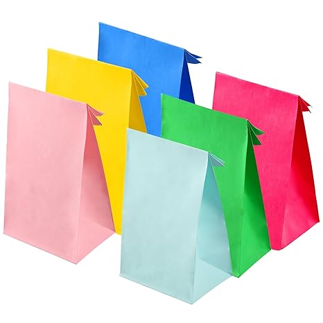 Coobey 30 Pieces Party Bags Paper Bags Grocery Bags Craft Paper Bags Flat Bottom Paper Bags for...