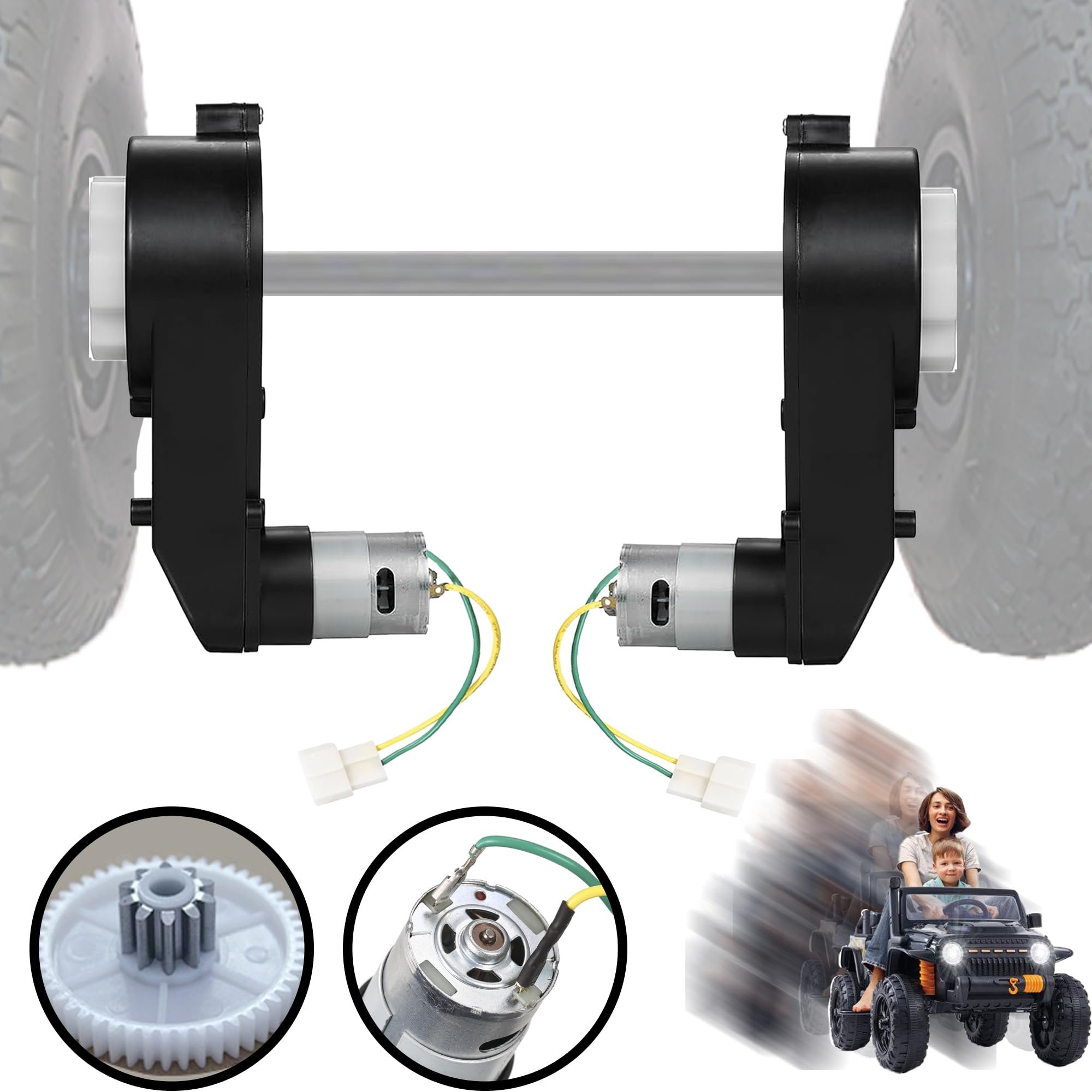 2-Pack RS550 Electric Gearbox Motors 12V 40000RPM For Kids Ride-On Cars & Toy Motorcycles