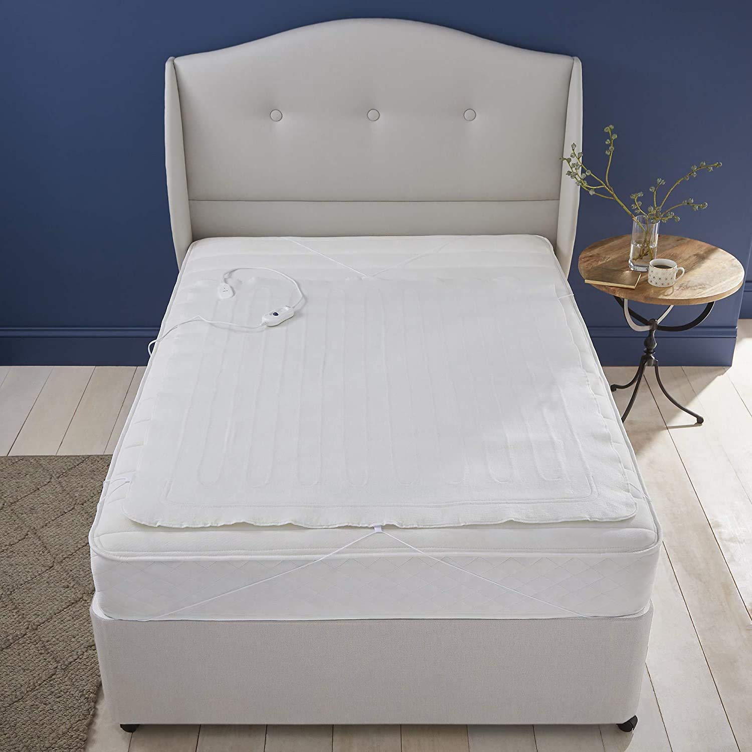 Electric Blanket Heated Single Under Bed Comfort Detachable Controller with 3 Heat Settings, Polyester, White Super Cosy Washable Fleece Heated Throws Pad, Coverlet, mantle (140x70cm 1x Control)