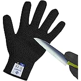 Numjot Cutting Gloves, Food Grade Level 5 Protection, Safety Kitchen Cut Gloves for Oyster Shucking, Fish Fillet Processing, Mandolin Slicing, Meat Cutting and Wood Carving. (Black-Small 1 Pairs)