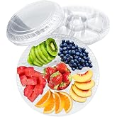 12 Pack Plastic Appetizer Trays with Lids,Disposable Compartment Serving Platters,6 Sectional Catering Trays for Serving Food