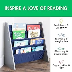 Humble Crew 4-Tier Kids Bookshelf, Grey Wood/Navy