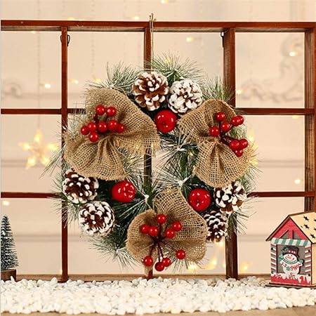 Esterno Finestra Decorazioni Natalizie.Ddscbp Ghirlanda Di Natale 38cm Pigna Corona Verde Con Biancheria Berry Ghirlanda A Sfera Per Interni All Esterno Porta Anteriore Finestra Home Decorazione Alberi Da Appendere Decorazioni Di Natale Amazon It Casa E Cucina