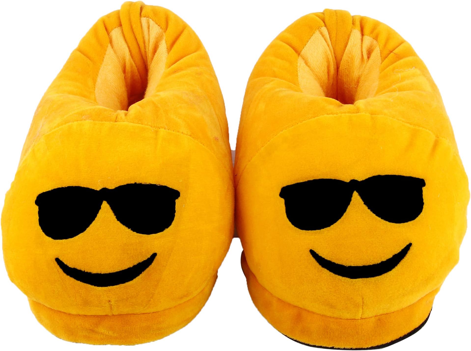 Qualtos Women's Yellow Plush Emoji Smiley Indoor Warm Shoes