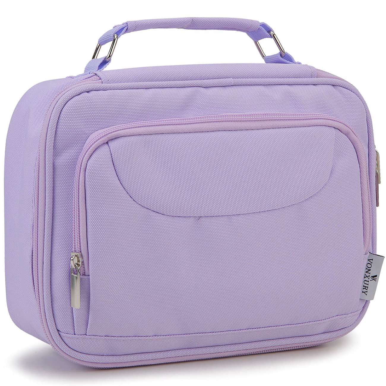 Large Pencil Case, VONXURY School Pencil Pouch Holder for Girls Boys Portable 57 Slots Pen Organizer with 2 Detachable Layers Multiple Zipper Bag for College Office (Light Purple)