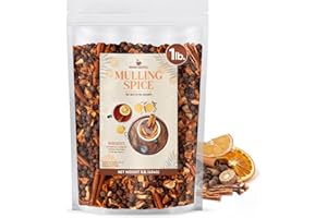 Parkway Essentials Traditional Mulling Spice 1 Pound Bag of Premium Blend of Cinnamon, Allspices, Cloves, Nutmeg & Orange Peels - Perfect for Apple Cider, Mulled Wine, Gluhwein, Tea, Juice, Christmas Holiday Drinks