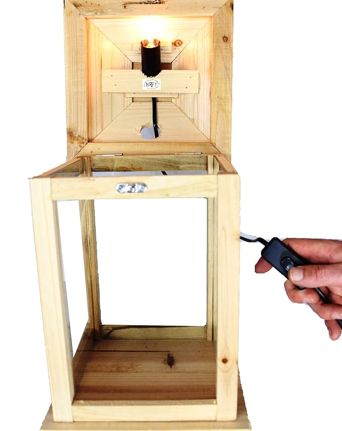 Holzlaterne, mit Beleuchtung 220V, Laterne aus Holz mit Holz - Deko KLG-OFOS-NATUR aus Holz XXL viele Farben Natur hell