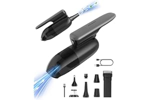 EBOSSOM Mini Car Vacuum Foldable with LED Frontlight, 4 in 1 Portable Car Vac with Blowing and Suction Function, Air Duster Suitable for Quick Cleaning of Small Areas, Office, PC