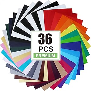 CAREGY Heat Transfer Vinyl for T-Shirts 12in.x10in.36 Sheets-Iron On Vinyl HTV Bundle