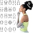Onpep 21 Sheets Baby Hair Tattoo Stickers 21 Styles Temporary Tattoos Edges Hairline Lasting Waterproof Makeup for Black Women Fake Edge Curly Hair Bangs