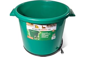 Farm Innovators Heated Water Bucket, 200W Heating Power - 16 Gallon Plastic Bucket with Replaceable Heating Element for Livestock Watering & Feeding