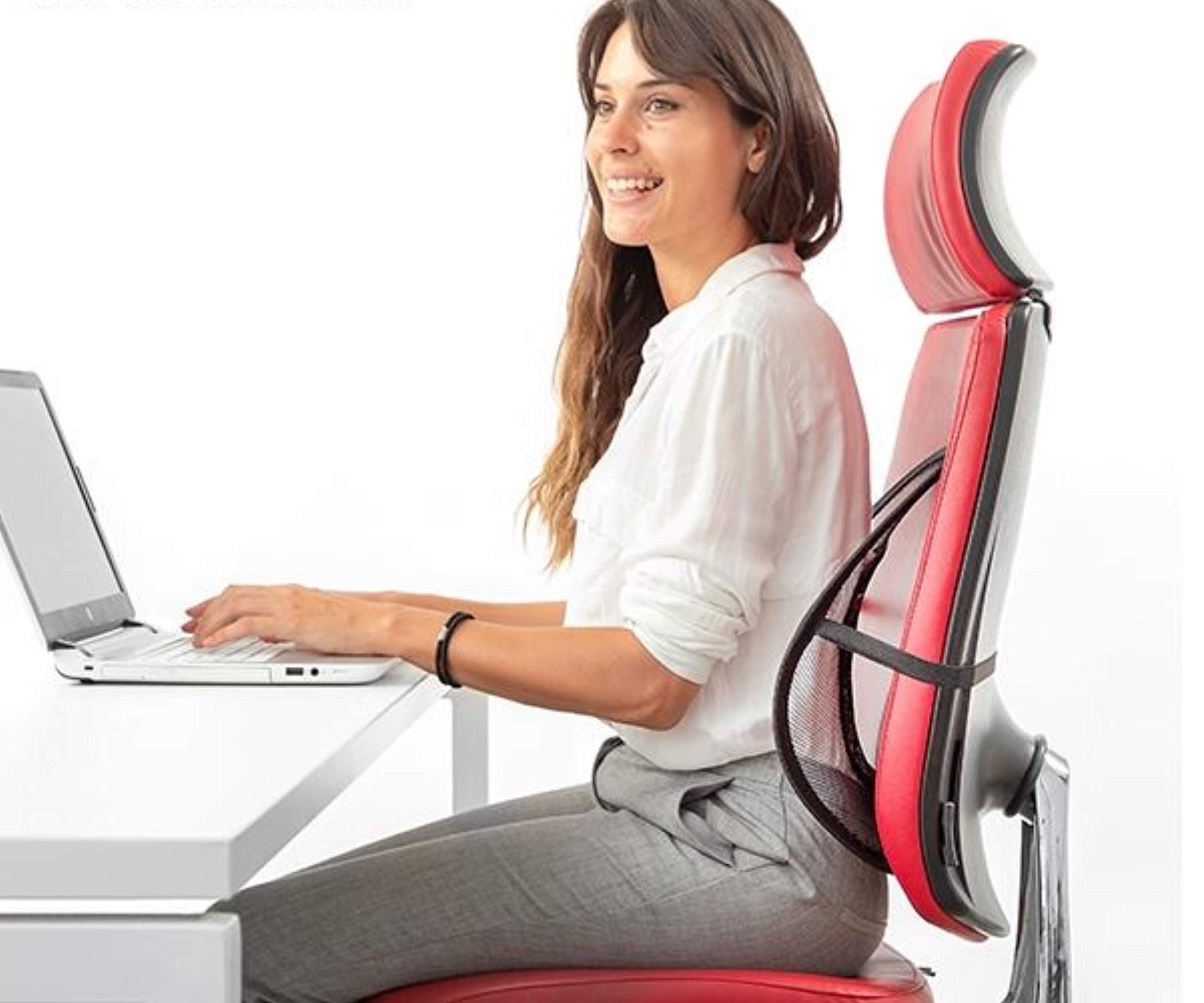 InnovaGoods Back Support Cushion for Office Chair Car Seat Teleworking Ergonomic Black Portable Breathable Mesh Cushion for Lower Back Pain Relief Support and Comfort 2pcs