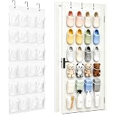 Bofoho Over-the-Door Shoe Organizer with 24 Crystal Clear Pockets, White | Waterproof Heavy-Duty Hanging Shoe Storage Rack wi