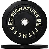 Signature Fitness 2" Olympic Bumper Plate Weight Plates with Steel Hub