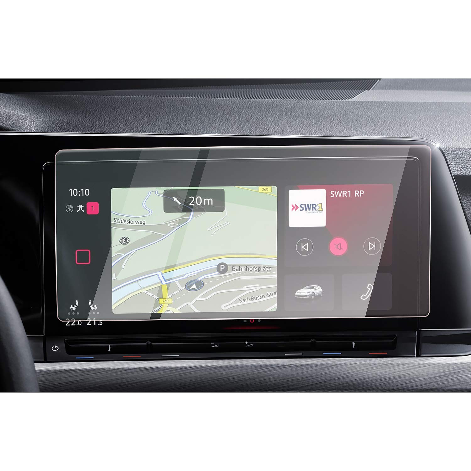 CDEFG Compatible with VW Golf MK8 GTI GTD GTE 2020-2023 Navigation Screen Protector 9H Tempered Glass 10 Inch GPS Anti Scratch HD Clarity Protective Film Golf 8 Accessories