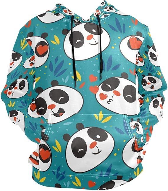 Amazon Co Jp かわいいデイジーパンダの絵文字 パーカー 3d スウェットシャツ カンガルー ポケット 巾着 プルオーバー 長袖 ボーイ ガール用 服 ファッション小物