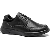 OrthoComfoot Men's Orthopedic Leather Dress Walking Shoes: Comfortable Plantar Fasciitis Fashion Sneakers with Arch Support, Casual Flat Feet Business Work Shoes for Foot and Heel Pain Relief