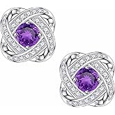 SMILEST Knot Birthstone Stud Earrings for Women Mom, Sparkle Round Cut Birthstone Earrings 925 Sterling Silver Jewelry for Women Birthday Gifts for Mom Wife