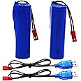 Blomiky 2 Pack 3.7V 1S JST Plug 1200mAh Li-ion Battery and Charger Cable for RC Trucks QHX-557F Foam Blaster / 557F Battery