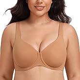 MELENECA Women's Plus Size Minimizer Underwire Full Coverage Unlined Seamless Cup Bras