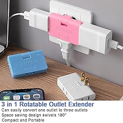 3 Way Flat Outlet Adapter, 2-Prong Swivel Indoor
