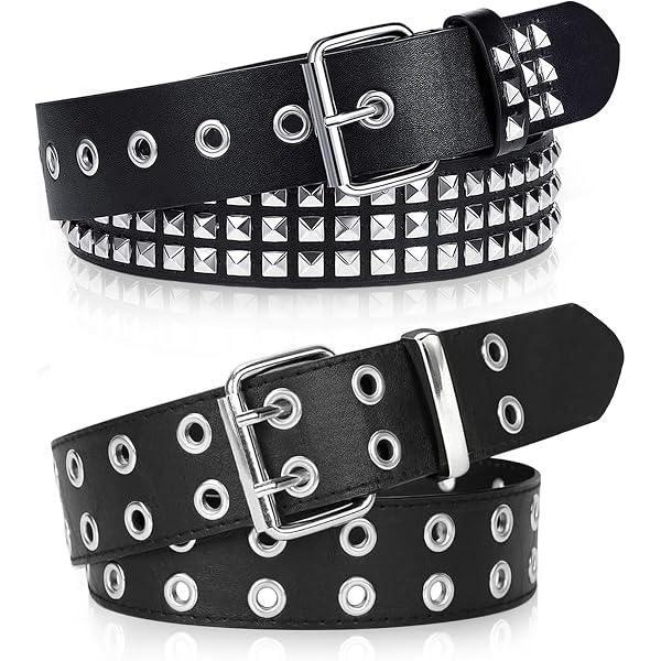 Vintage Y2K Express Wide Leather‎ Studded Belt Black Silver Punk Boho Waist S Y2K Silver Studded Leather Belt Wide Punk Rock Grunge Goth  main image 3