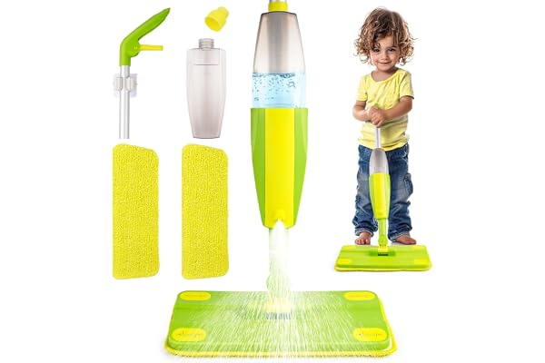 Yasterd Kids Spray Mop, Fun & Functional Toddler Mop Cleaning Set,Real Working Mini Mop, Pretend Play Toy –Includes Spray Bot