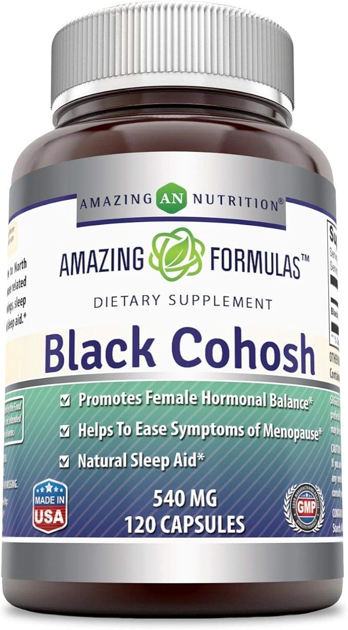 Amazing Formulas Black Cohosh, 540mg Supplement with Pure Root Extract