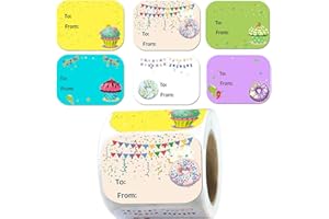 Happy Birthday Name Tags Stickers 1.5 x 2 Inch Happy Birthday Present Labels - 300 Pcs Happy Birthday Stickers for Birthday P